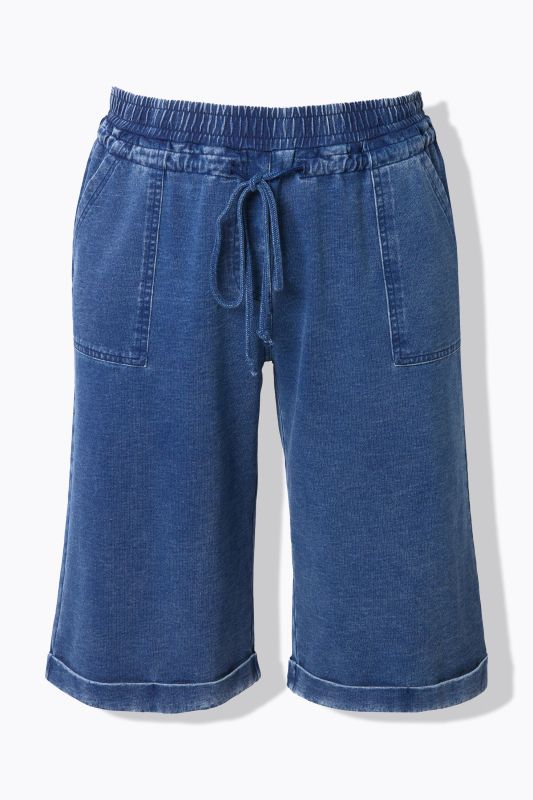 Indigo-Dyed Elastic Waist Jersey Shorts