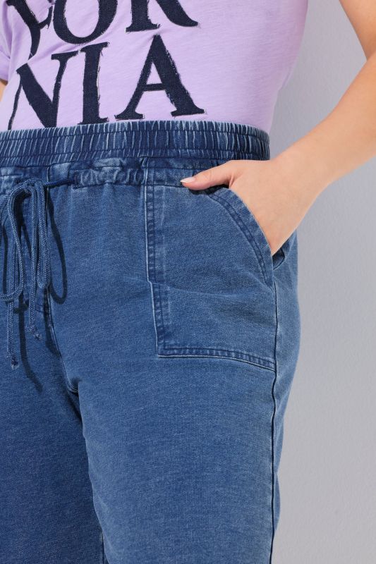 Indigo-Dyed Elastic Waist Jersey Shorts