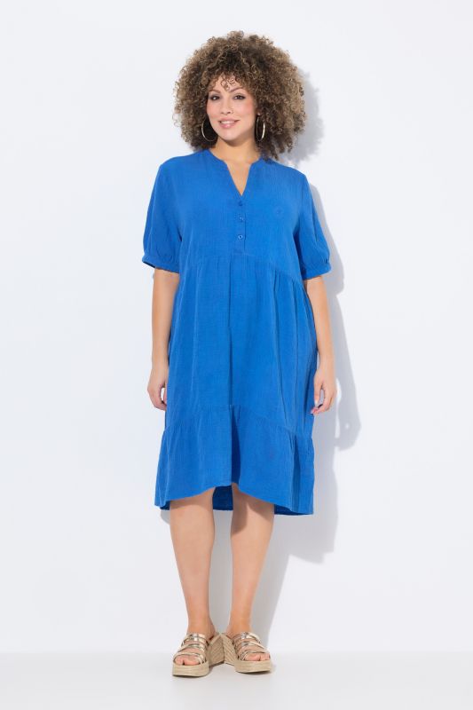A-Line Short Sleeve Muslin Dress