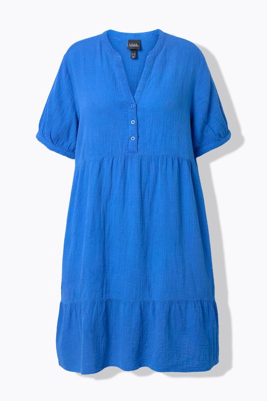 A-Line Short Sleeve Muslin Dress