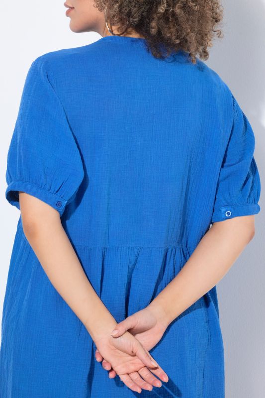 A-Line Short Sleeve Muslin Dress
