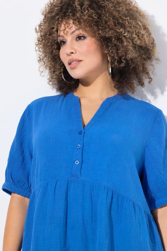 A-Line Short Sleeve Muslin Dress