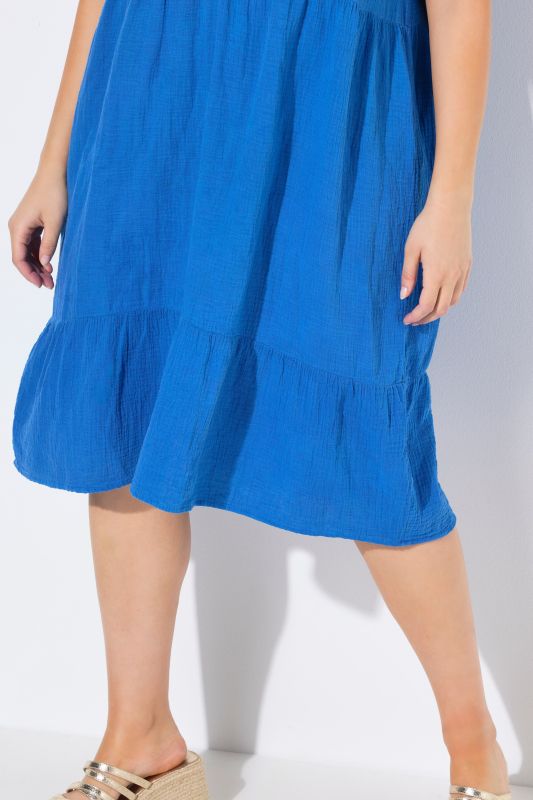 A-Line Short Sleeve Muslin Dress