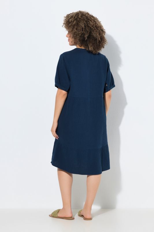 A-Line Short Sleeve Muslin Dress