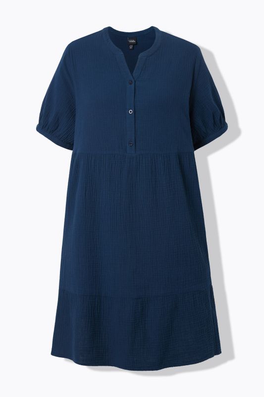 A-Line Short Sleeve Muslin Dress