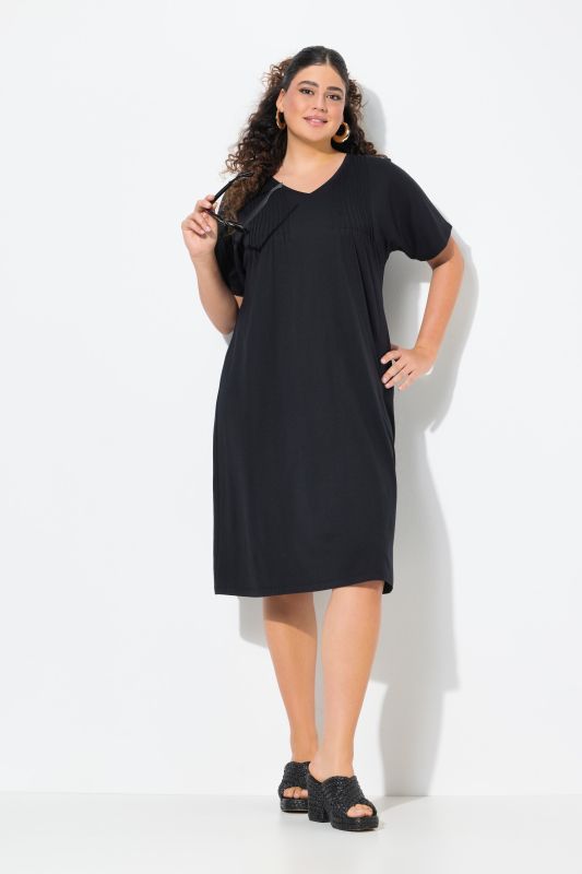 Pintick Short Sleeve V-Neck Jersey Dress