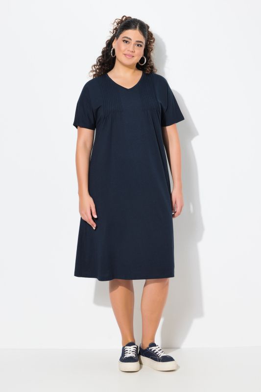Pintick Short Sleeve V-Neck Jersey Dress