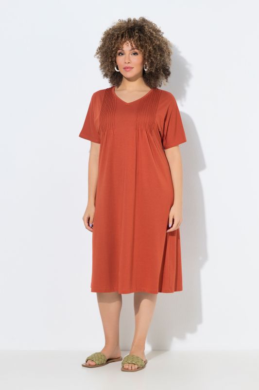 Pintick Short Sleeve V-Neck Jersey Dress