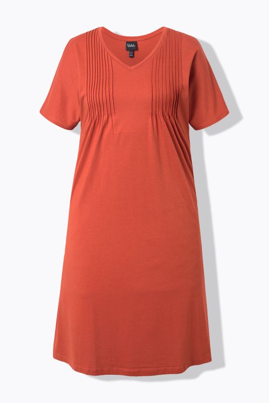 Pintick Short Sleeve V-Neck Jersey Dress