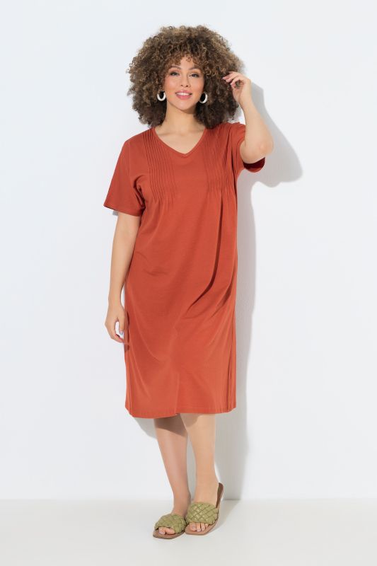 Pintick Short Sleeve V-Neck Jersey Dress