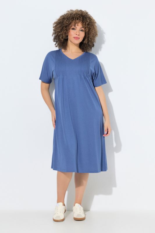 Pintick Short Sleeve V-Neck Jersey Dress