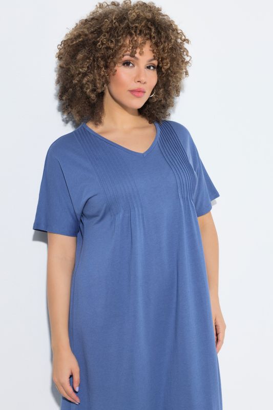 Pintick Short Sleeve V-Neck Jersey Dress