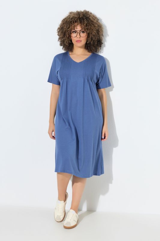 Pintick Short Sleeve V-Neck Jersey Dress