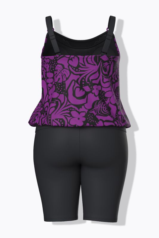 Purple Floral Shortie Tankini Set