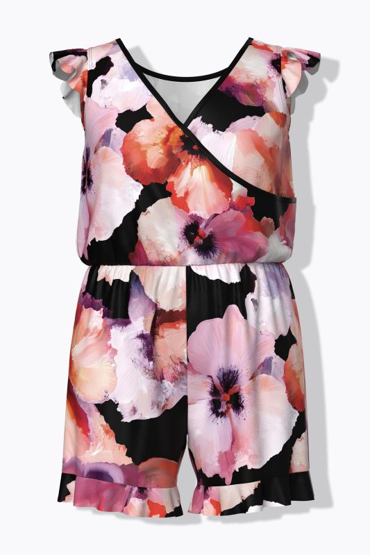 Watercolor Floral One Piece Swim Romper