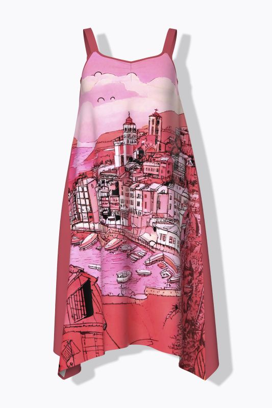 Vacation Print A-Line Dress