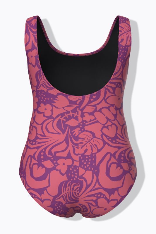 Purple Floral One Piece Swimsuit