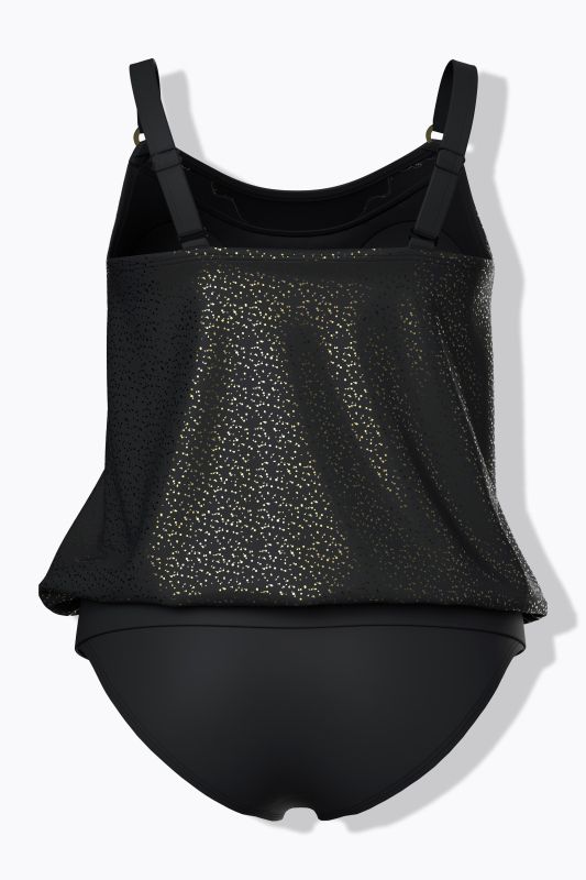 Metallic Leopard Print Elastic Hem Tankini Set