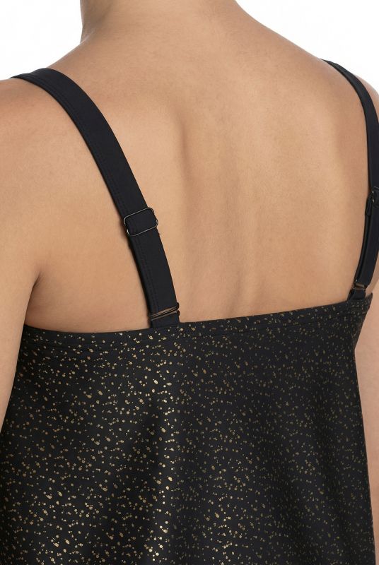 Metallic Leopard Print Elastic Hem Tankini Set
