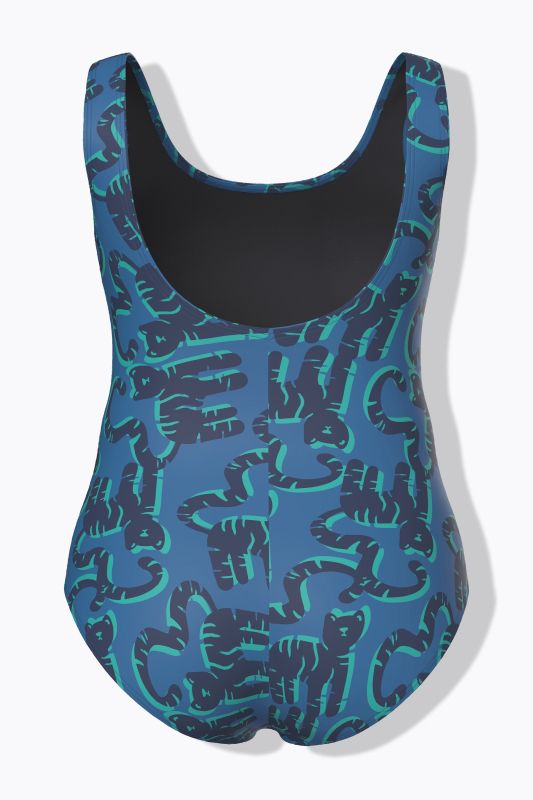 Kitty Cat Print One Piece Swimsuit