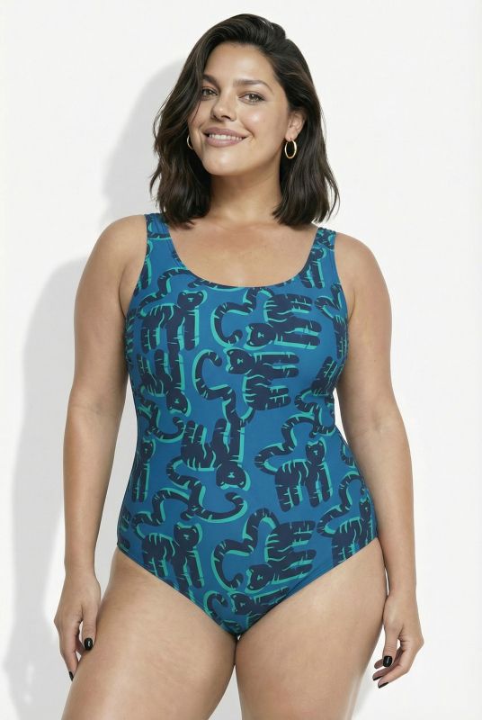 Kitty Cat Print One Piece Swimsuit