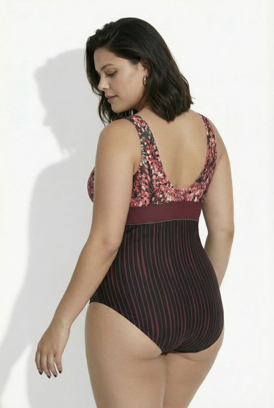 Pinstripe Floral Dot One Piece Swimsuit