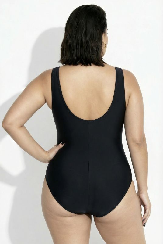 Beaded Wrap Look One Piece Swimsuit