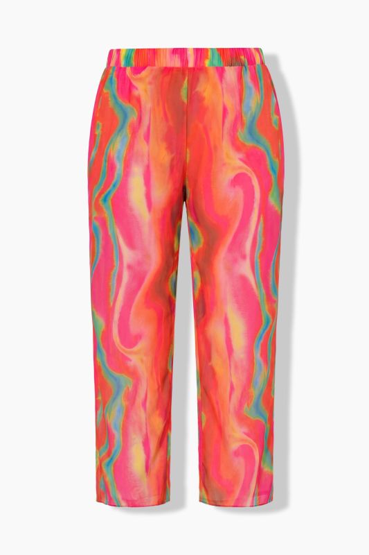 Wave Print Elastic Waist Palazzo Pants