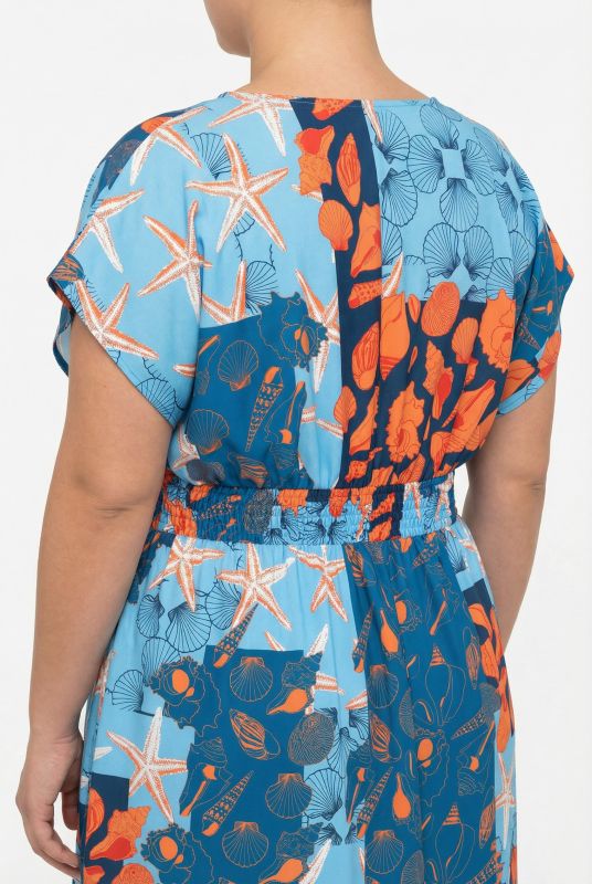 Marine Print Wrap Look Kaftan