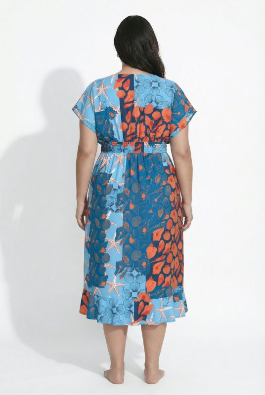 Marine Print Wrap Look Kaftan