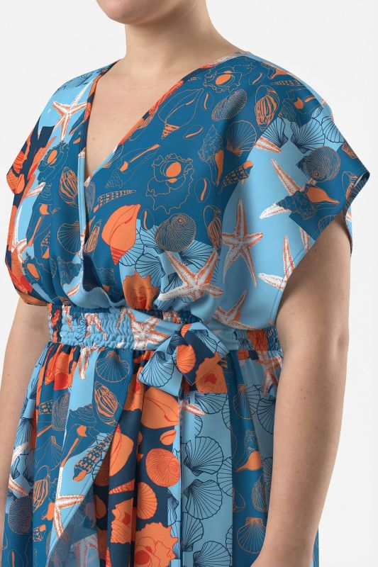 Marine Print Wrap Look Kaftan