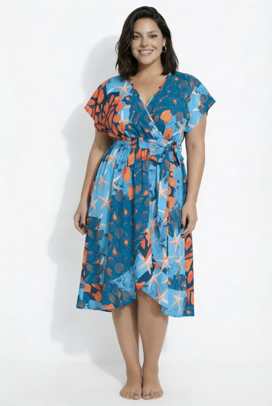 Marine Print Wrap Look Kaftan