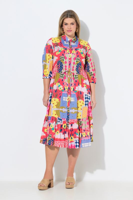 Allover Print Drawstring Waist Dress
