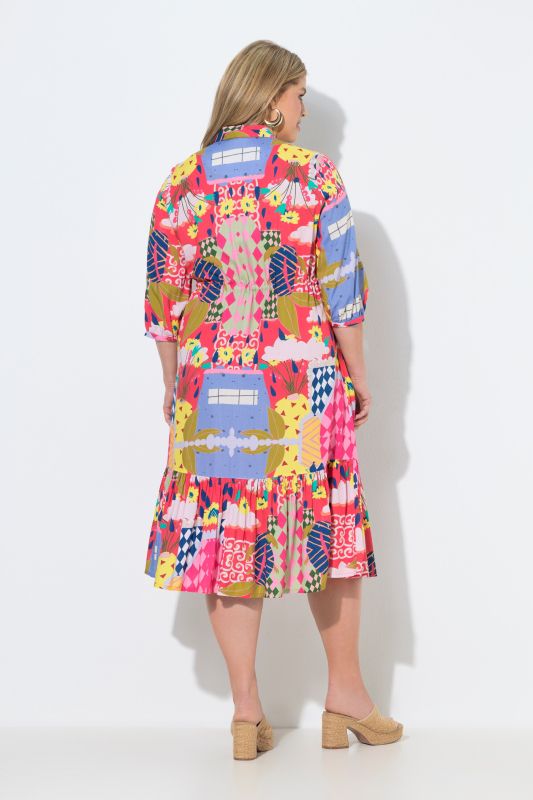 Allover Print Drawstring Waist Dress