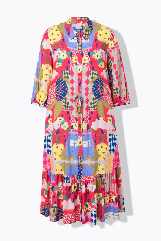 Allover Print Drawstring Waist Dress