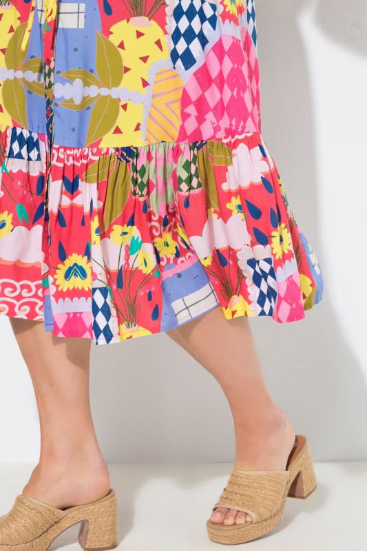 Allover Print Drawstring Waist Dress