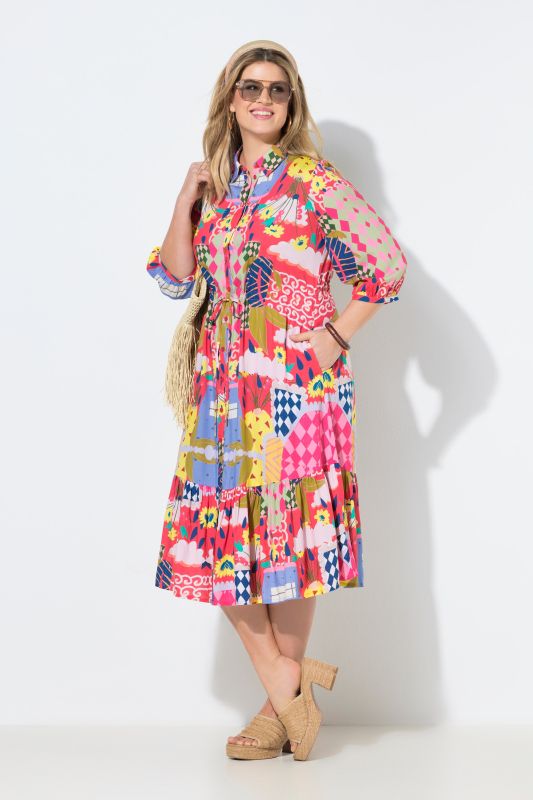 Allover Print Drawstring Waist Dress