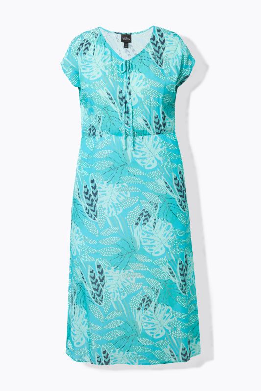 Tropical Leaf Print Viscose Crepe Dress