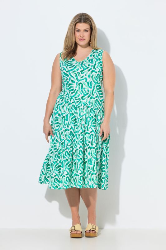 Eco Cotton Abstract Print Sleeveless Asymmetric Dress