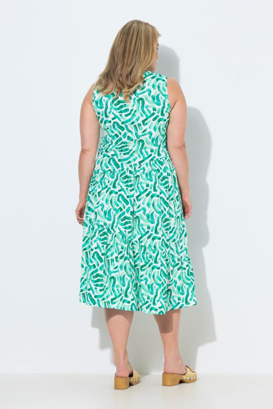 Eco Cotton Abstract Print Sleeveless Asymmetric Dress