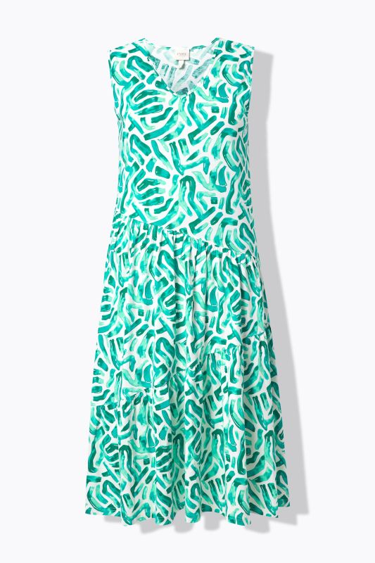 Eco Cotton Abstract Print Sleeveless Asymmetric Dress
