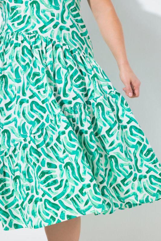 Eco Cotton Abstract Print Sleeveless Asymmetric Dress