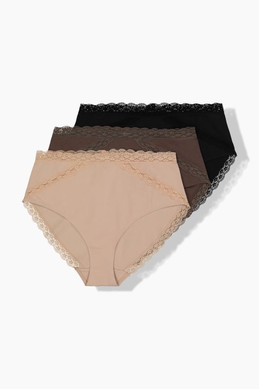 Midi briefs, 3-pack, lace trim
