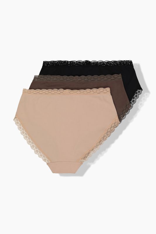 Midi briefs, 3-pack, lace trim
