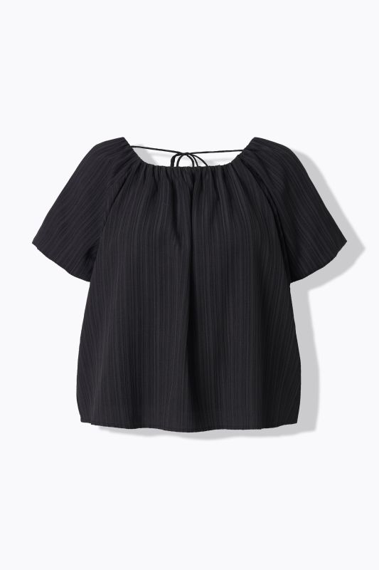 Textured Stripe Carmen Neckline  Blouse