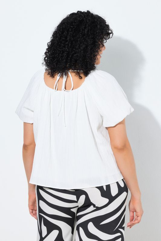 Textured Stripe Carmen Neckline  Blouse