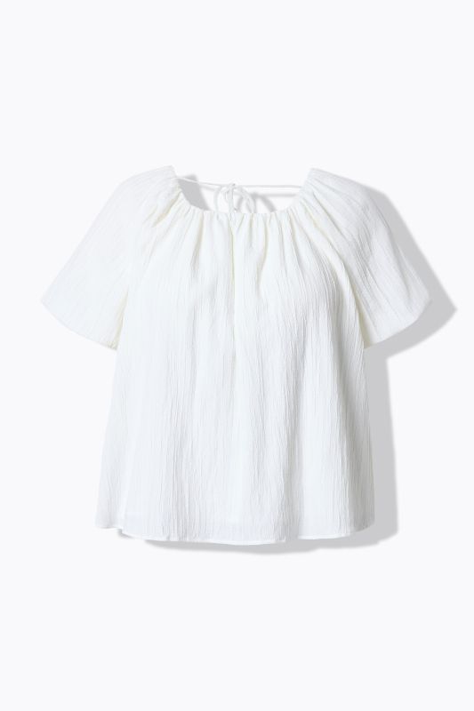 Textured Stripe Carmen Neckline  Blouse