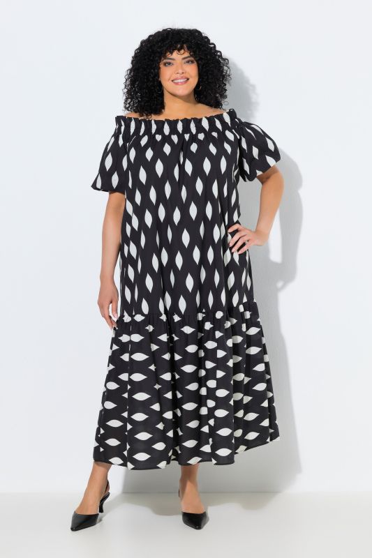 Ogee Print Flounce Panel Dress