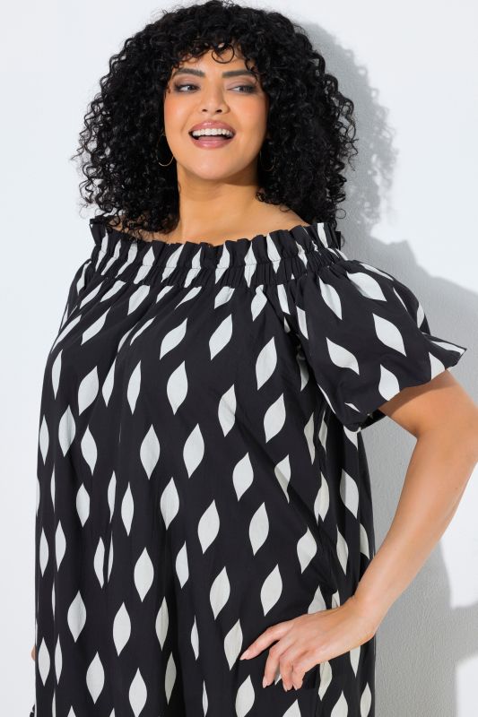 Ogee Print Flounce Panel Dress