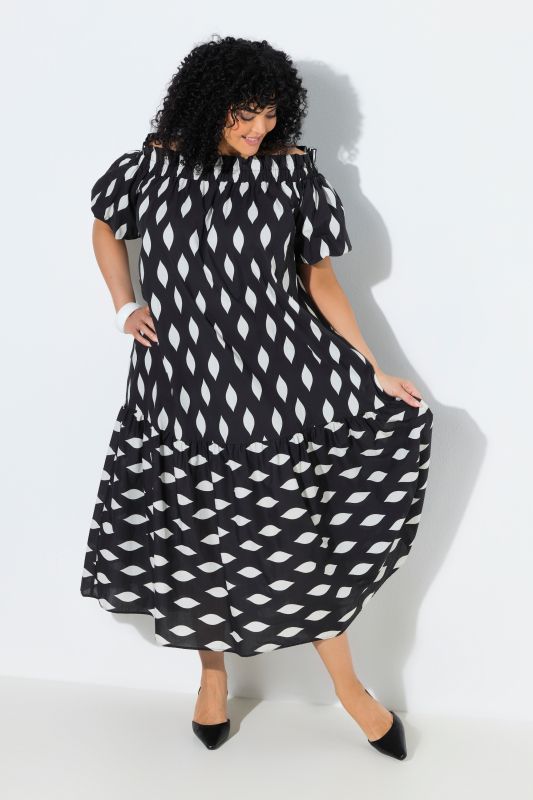 Ogee Print Flounce Panel Dress